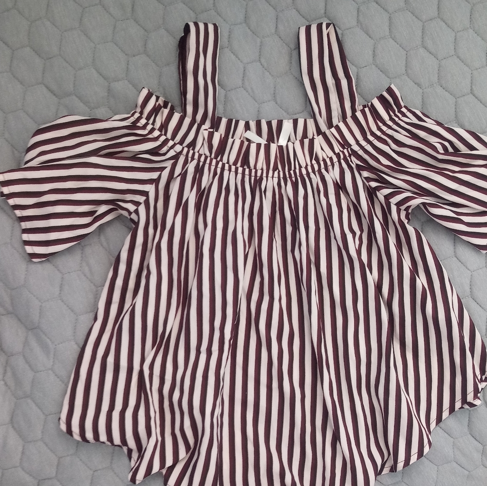 Striped off the shoulder shirt